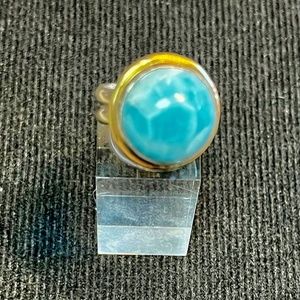 Beautiful Sterling Silver and Turquoise Modern Statement Ring Sz 6.5